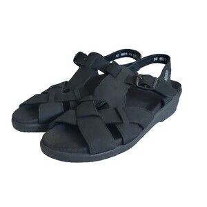 Mephisto Black Nubuck Leather Platform Slingback Sandals Women's Size 10 EU 41